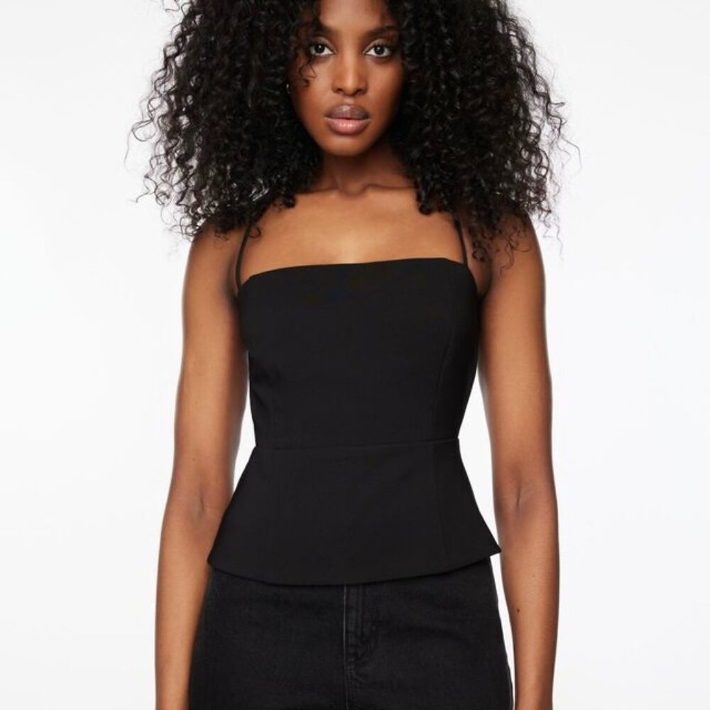 Open Back Lace Up Peplum Top